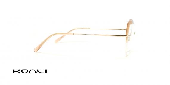 عینک طبی زنانه کوالی فریم گربه ای کائوچویی زیر گریف رنگ ابرویی عسلی شیشه ای - عکس از زاویه کنار