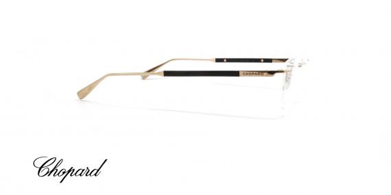 عینک طبی گریف مستطیلی شوپارد - دسته های طلایی و مشکی - عکس از زاویه کنار