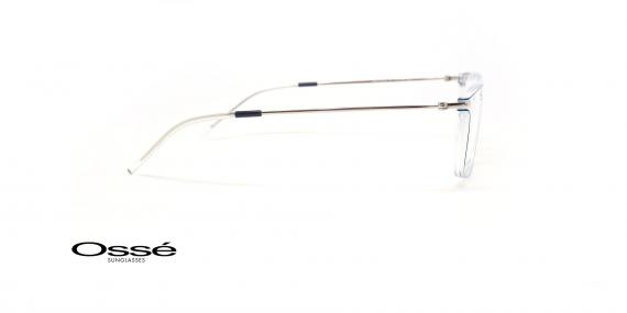 عینک طبی کائوچویی اوسه فریم مستطیلی شیشه ای رنگ دور حدقه خط سورمه ای - عکس از زاویه کنار