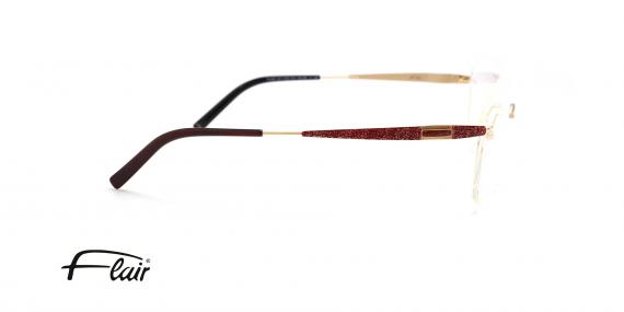 عینک طبی زنانه فلر فریم گریف پل بینی طلایی فلزی و دسته ها جگری طلایی، حدقه شبه گربه ای - عکس از زاویه کنار