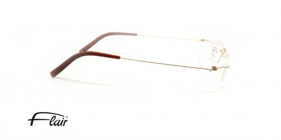 عینک طبی فلر فریم گریف طلایی با حدقه بیضی باریک - عکس از زاویه کنار