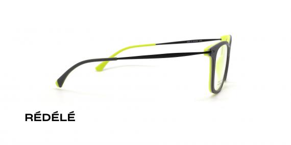 عینک طبی Rédélé فریم مربعی کائوچویی فلزی چند رنگ،مشکی،طوسی و سبز فسفری - عکس از زاویه کنار