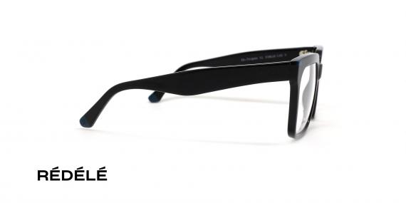 عینک طبی REDELE فریم کائوچویی شبه مربعی رنگ مشکی و ابرویی و قاب ضخیم - عکس از زاویه کنار