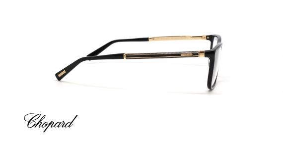 عینک طبی شوپارد فریم مستطیلی مشکی کائوچویی دسته چوب و کربن و فیبر  -عکس از زاویه کنار