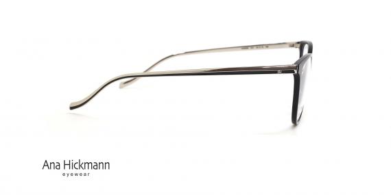 عینک طبی زنانه آناهیکمن فریم گربه ای کائوچویی مشکی با دسته تیتانیومی نقره ای - عکس از زاویه کنار