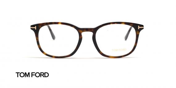 عینک کائوچویی قهوه ای هاوانا تام فورد با عدسی بلوکنترل - عکس زاویه روبرو