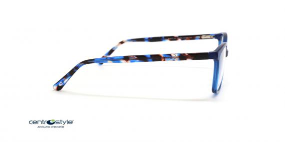 عینک طبی بچگانه سنترواستایل فریم کائوچویی شبه گربه ای رنگ آبی دسته ها هاوانا - عکس از زاویه کنار