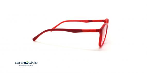 عینک طبی بچگانه سنترواستایل فریم کائوچویی بیضی رنگ قرمز - عکس از زاویه کنار