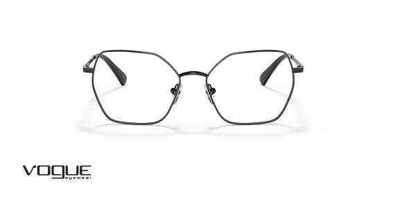 عینک طبی وگ فریم فلزی چند ضلعی رنگ مشکی - عکس از زاویه روبرو