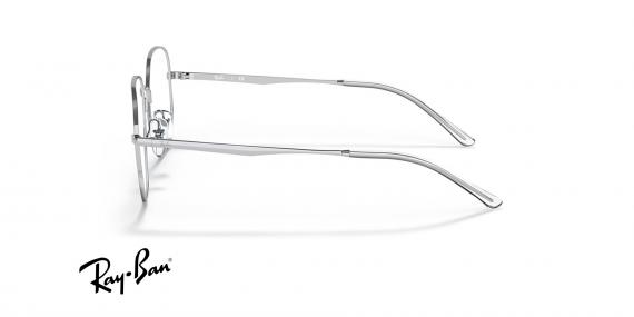 عینک طبی ری بن فریم فلزی چند ضلعی نقره ای رنگ - عکس از زاویه کنار