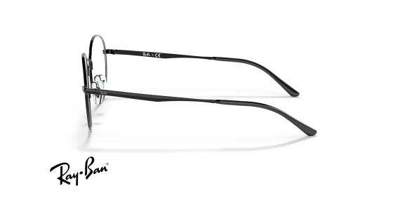 عینک طبی ری بت فریم فلزی گرد رنگ مشکی - عکس از زاویه کنار