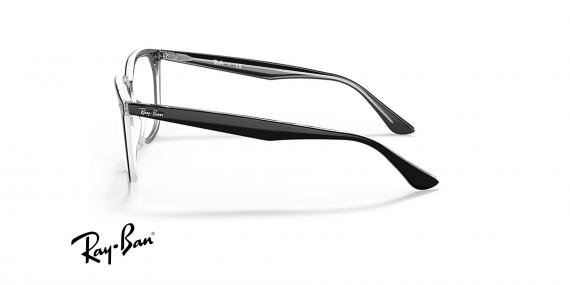 عینک طبی ری بن فریم کائوچویی مربعی مشکی دور یک لاین شبشه ای - عکس از زاویه کنار