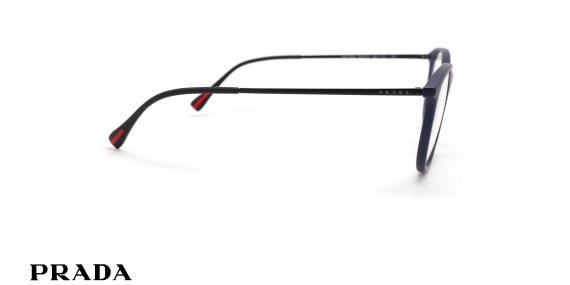 عینک طبی کائوچویی پرادا فریم بیضی رنگ سورمه ای - عکس از زاویه کنار