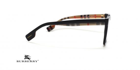 عینک طبی بربری فریم کائوچویی مربعی مشکی ضخیم - عکس از زاویه کنار