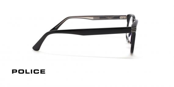 عینک طبی پلیس فریم کائوچویی شبه مربعی مشکی - عکس از زاویه کنار