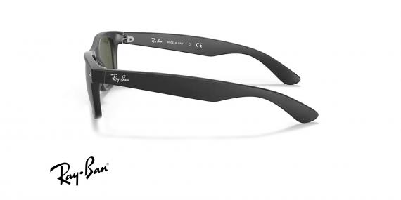 عینک آفتابی ری بن مدل ویفرر جدید فریم کائوچویی مشکی و عدسی سبز - عکس از زاویه کنار