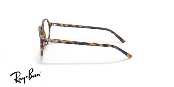 عینک طبی ری بن مدل فریم جنس استات چند ضلعی رنگ قهوه ای و آبی هاوانا - عکس از زاویه کنار