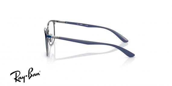 عینک طبی ری بن فریم استیل مربعی رنگ آبی - عکس از زاویه کنار