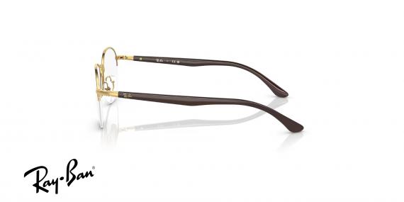 عینک طبی ری بن فریم زیر گریف به رنگ قهوه ای طلایی - عکس از زاویه کنار