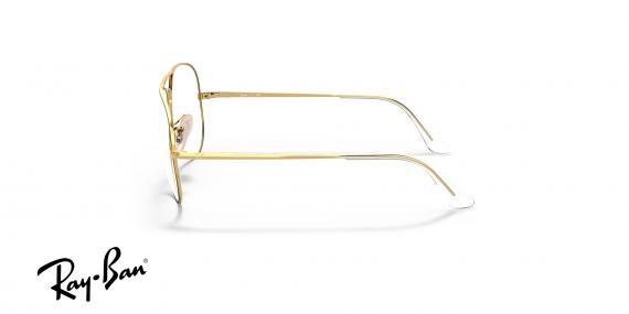 عینک طبی ری بن فریم فلزی خلبانی رنگ طلایی و دور تا دور حدقه ها از روبرو مشکی - عکس از زاویه کنار