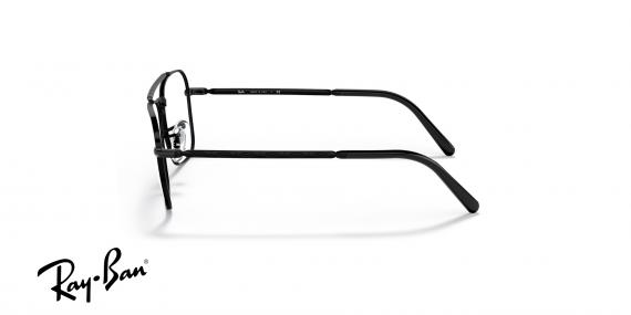 عینک طبی ری بن مدل کاروان طرح جدید فریم فلزی مستطیلی مشکی رنگ - عکس از زاویه کنار