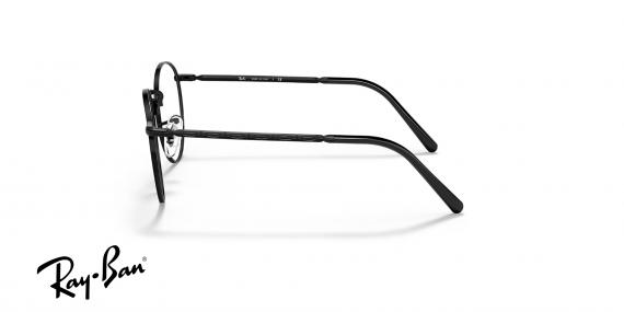 عینک طبی فلزی ری بن مدل گرد طرح جدید رنگ مشکی - عکس از زاویه کنار