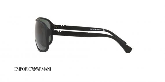 عینک آفتابی مردانه امپریو آرمانی طرح خلبانی فریم کائوچویی مشکی عدسی دودی - عکس از زاویه کنار