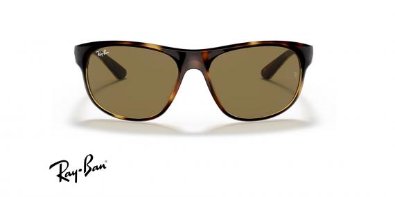 عینک آفتابی کائوچویی بیضی ری بن - رنگ قهوه ای هاوانا با عدسی قهوه ای - عکس از زاویه روبرو