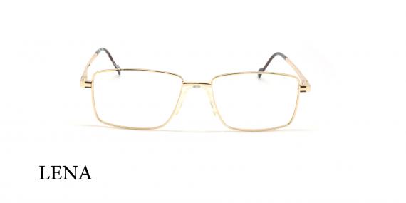 عینک طبی فلزی مستطیلی لنا - LENA LE444 - طلایی مشکی - عکاسی وحدت - زاویه روبرو