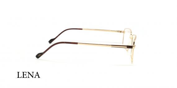 عینک طبی فلزی مستطیلی لنا - LENA LE444 - طلایی مشکی - عکاسی وحدت - زاویه کنار