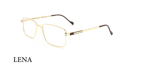 عینک طبی فلزی مستطیلی لنا - LENA LE444 - طلایی مشکی - عکاسی وحدت - زاویه سه رخ 