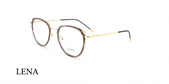 عینک طبی گربه ای لنا - LENA LE480 - طلایی بفش - عکاسی وحدت - زاویه سه رخ 