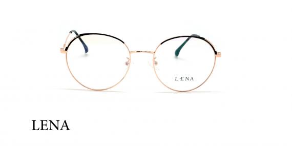 عینک طبی بیضی لنا - LENA LE484 - طلایی مشکی - عکاسی وحدت - زاویه روبرو