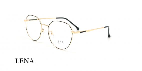 عینک طبی گرد لنا - LENA LE494 - مشکی طلایی - عکاسی وحدت - زاویه سه رخ