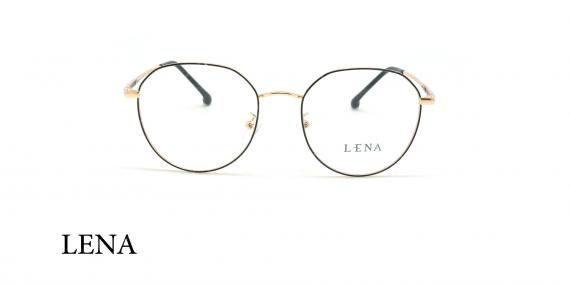 عینک طبی گرد لنا - LENA LE494 - مشکی طلایی - عکاسی وحدت - زاویه روبرو