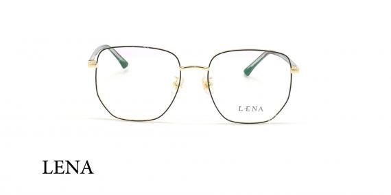 عینک طبی مربعی لنا - LENA LE499 - مشکی طلایی - عکاسی وحدت _ زاویه روبرو