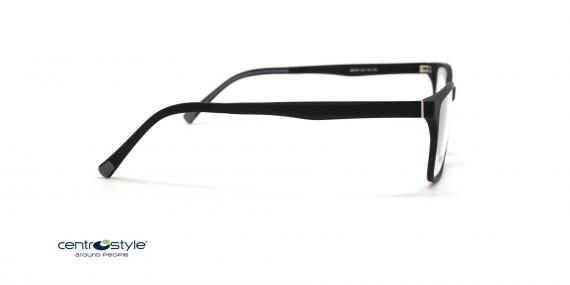 عینک طبی رویه دار سنترواستایل فریم کائوچویی مستطیلی رنگ مشکی - عکس از زاویه کنار