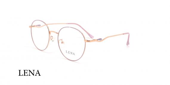 عینک طبی گرد لنا - LENA LE501 - رزگلد - عکاسی وحدت -زاوی سه رخ 