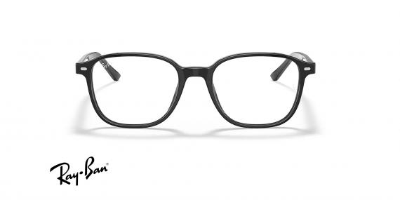 عینک طبی کائوچویی مشکی فریم مربعی و باریک - عکس از زاویه روبرو 