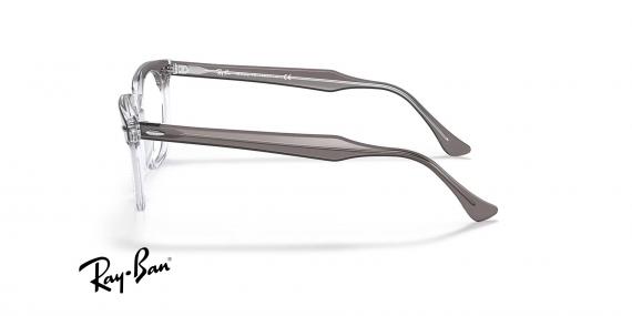 عینک طبی کائوچوی ری بن فریم مربع گرد دو رنگ طوسی شیشه ای - عکس از زاویه کنار