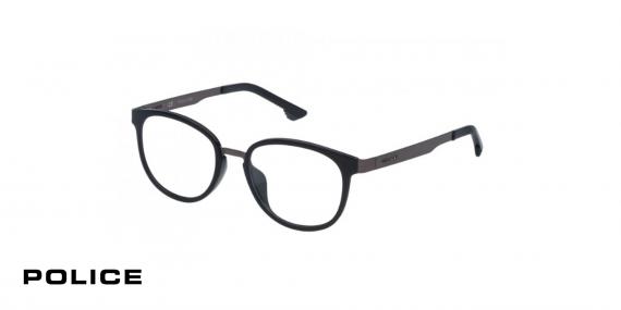 عینک طبی پلیسVPL547 -رنک مشکی و نوک مدادی-اپتیک وحدات-عکس زاویه سه رخ