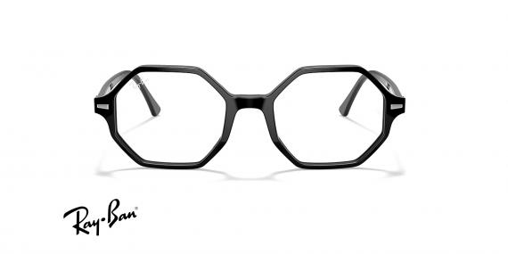 عینک طبی کائوچیی ری بن فریم چند ضلعی مشکی - عکس از زاویه روبرو