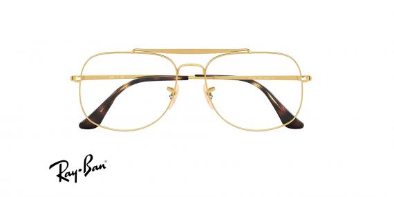 عینک طبی ری بن فریم شبه خلبانی دوپل رنگ طلایی - عکس از زاویه روبرو