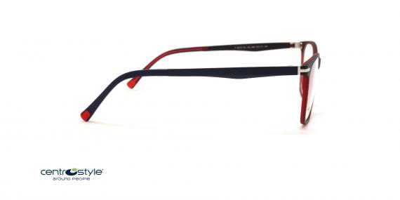 عینک طبی سنترو استایل رویه دار فریم کائوچویی مربعی رنگ مشکی و قرمز و دو رویه آفتابی - عکس از زاویه کنار