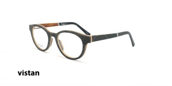 عینک طبی بیضی ویستان VISTAN 6111 - چوبی - عکاسی وحدت - زاویه سه رخ 