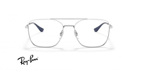 عینک طبی ری بن فریم شبه خلبانی دو پل فلزی رنگ نقره ای - عکس از زاویه روبرو