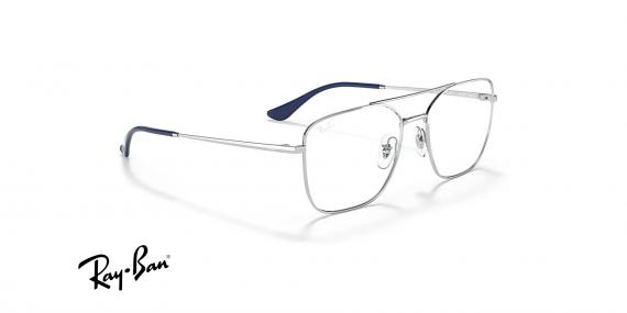 عینک طبی ری بن فریم شبه خلبانی دو پل فلزی رنگ نقره ای - عکس از زاویه کنار 