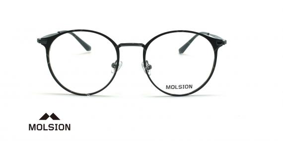 عینک طبی گرد مولسیون - MOLSION MJ7035 - رنگ مشکی - عکاسی وحدت- عکس زاویه روبرو