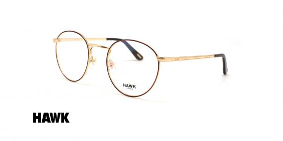 عینک طبی گرد فلزی هاوک - HAWK HW7373 - عکاسی وحدت - عکس زاویه سه رخ