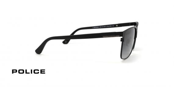 عینک آفتابی مردانه پلیس فریم فلزی مشکی و عدسی مربعی دودی طیف دار - عکس از زاویه کنار